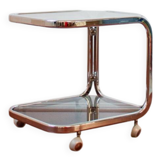 Desserte en chrome et verre fumé, années 70