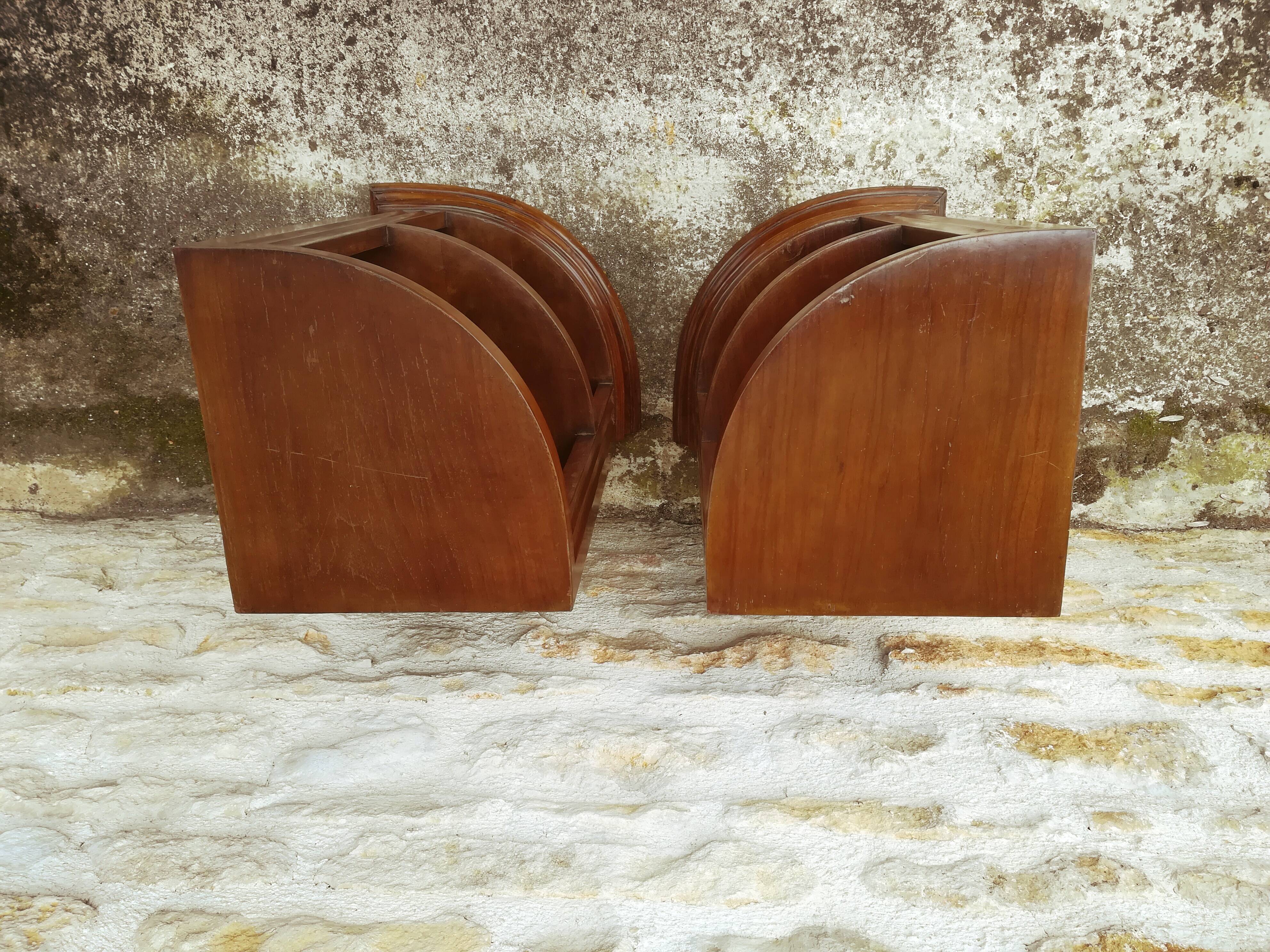 Two bedside tables in walnut