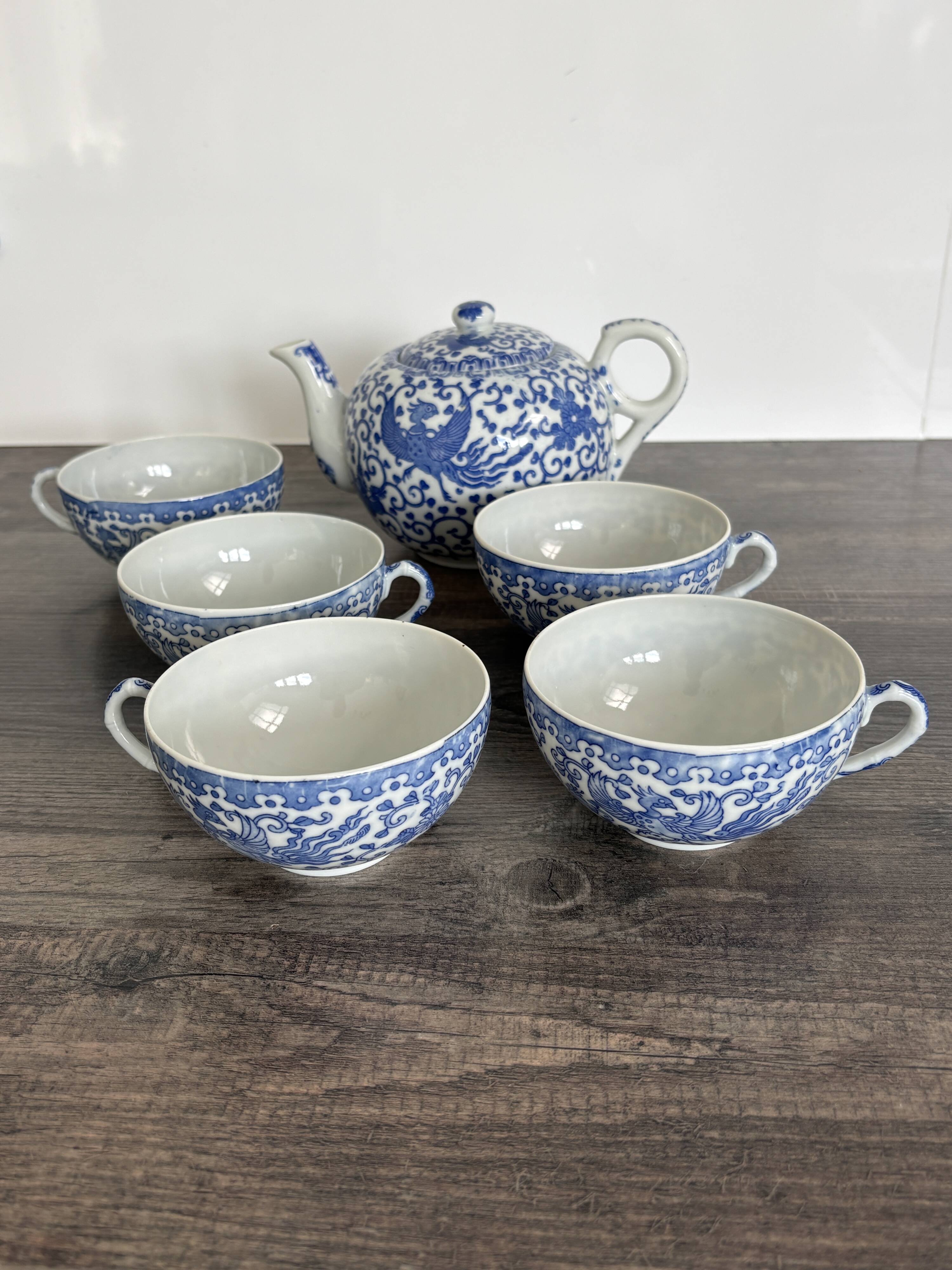 Ancient Japanese tea service Phoenix Decor – Early 20th century