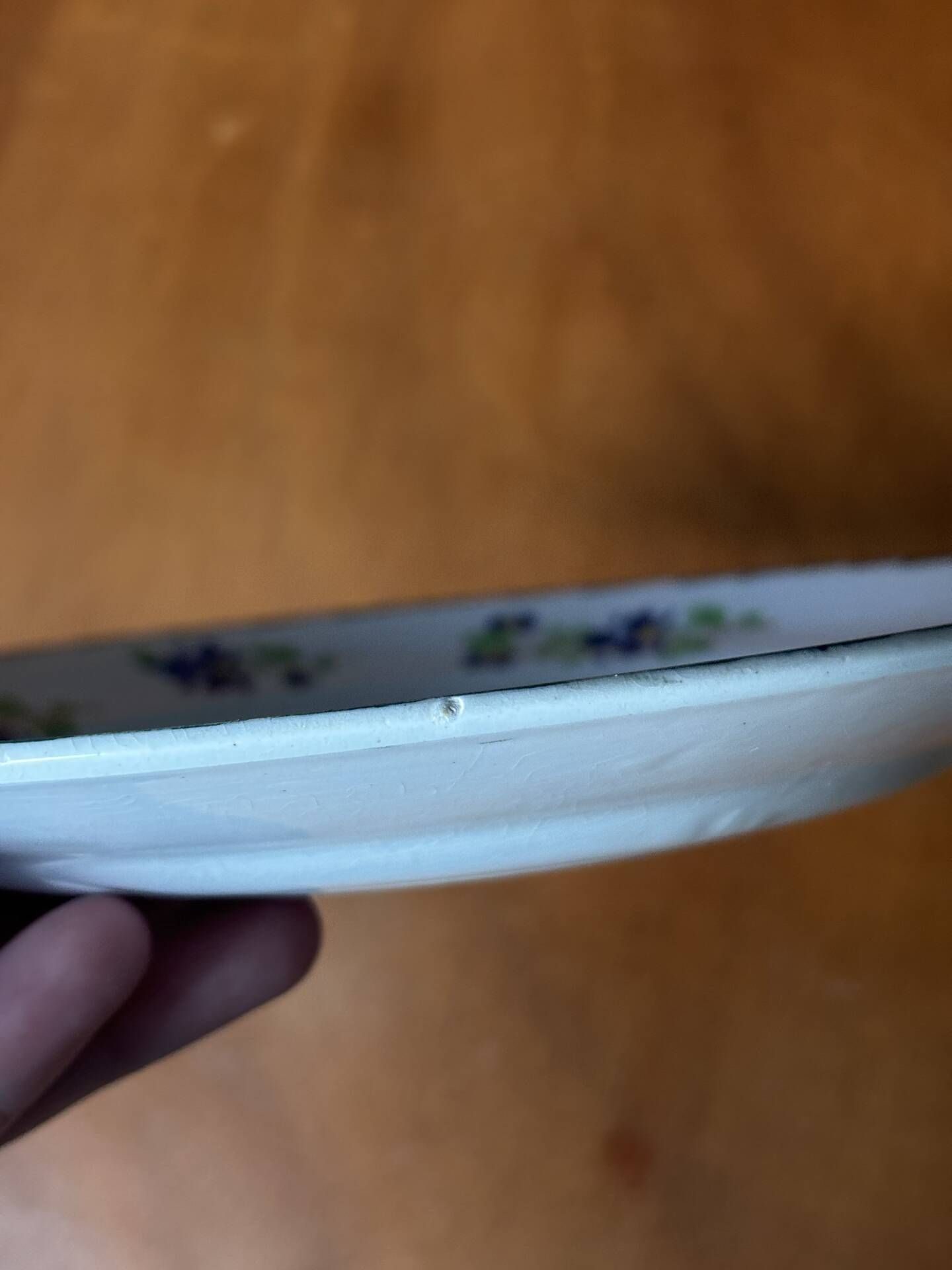 Set of 4 antique dessert plates, Terre de Fer floral pattern.