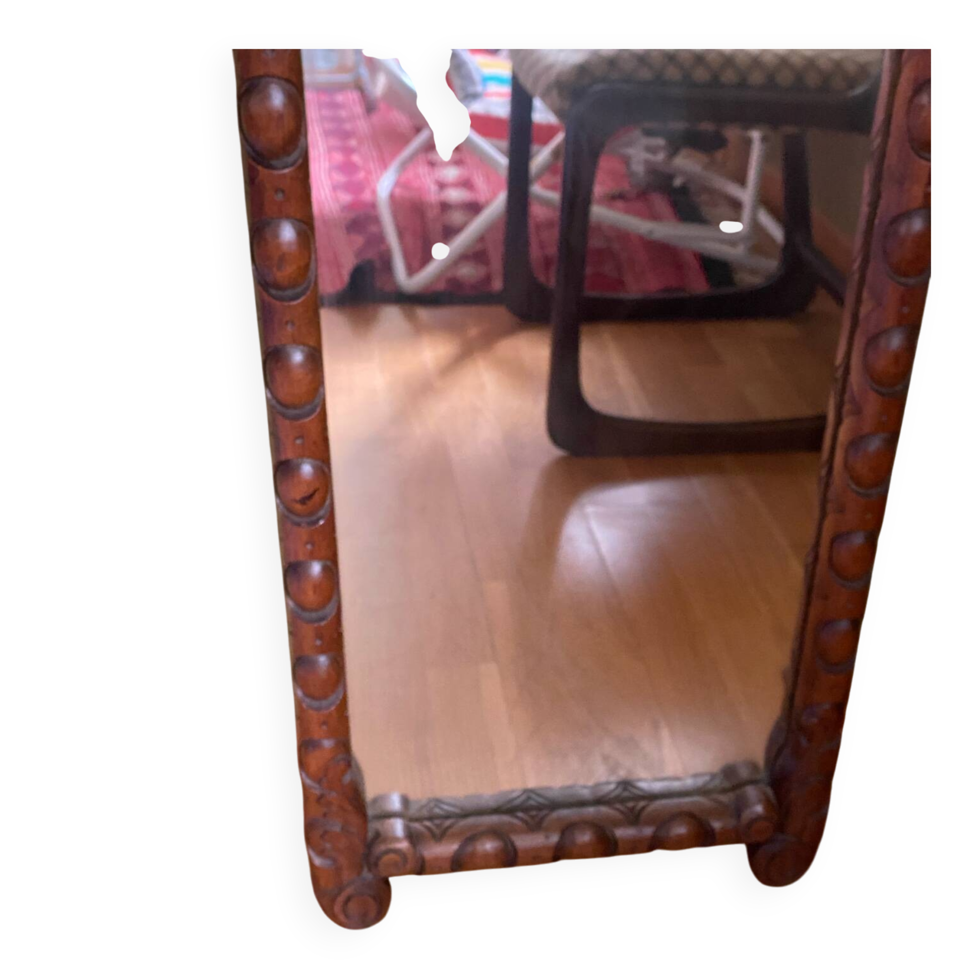 Carved wooden full-length mirror