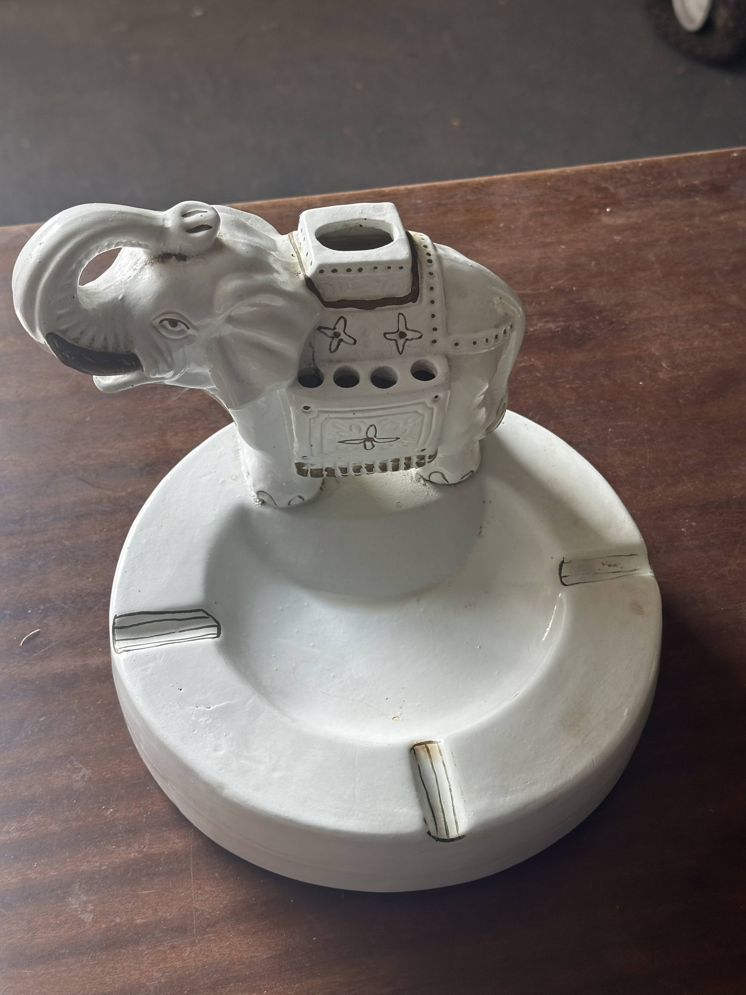 Vintage Ceramic Elephant - Ashtray and Incense Diffuser