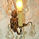 Pair vintage french ornate single wall lights with crystal drops 3138
