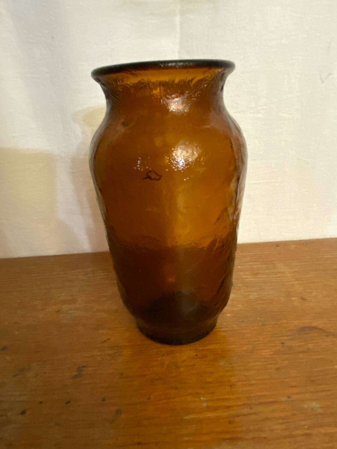 Vintage henkel amber molded glass vase, 1960s, germany
