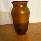 Vintage henkel amber molded glass vase, 1960s, germany