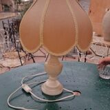 Vintage bedside lamp with scalloped shade