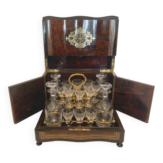 Complete Liqueur Cellar Boulle Napoleon III Box Marquetry Box XIX Century