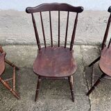 3 chaises bistrot style “menuet” Baumann années 1970 en hêtre bois ancien vintage legrand design