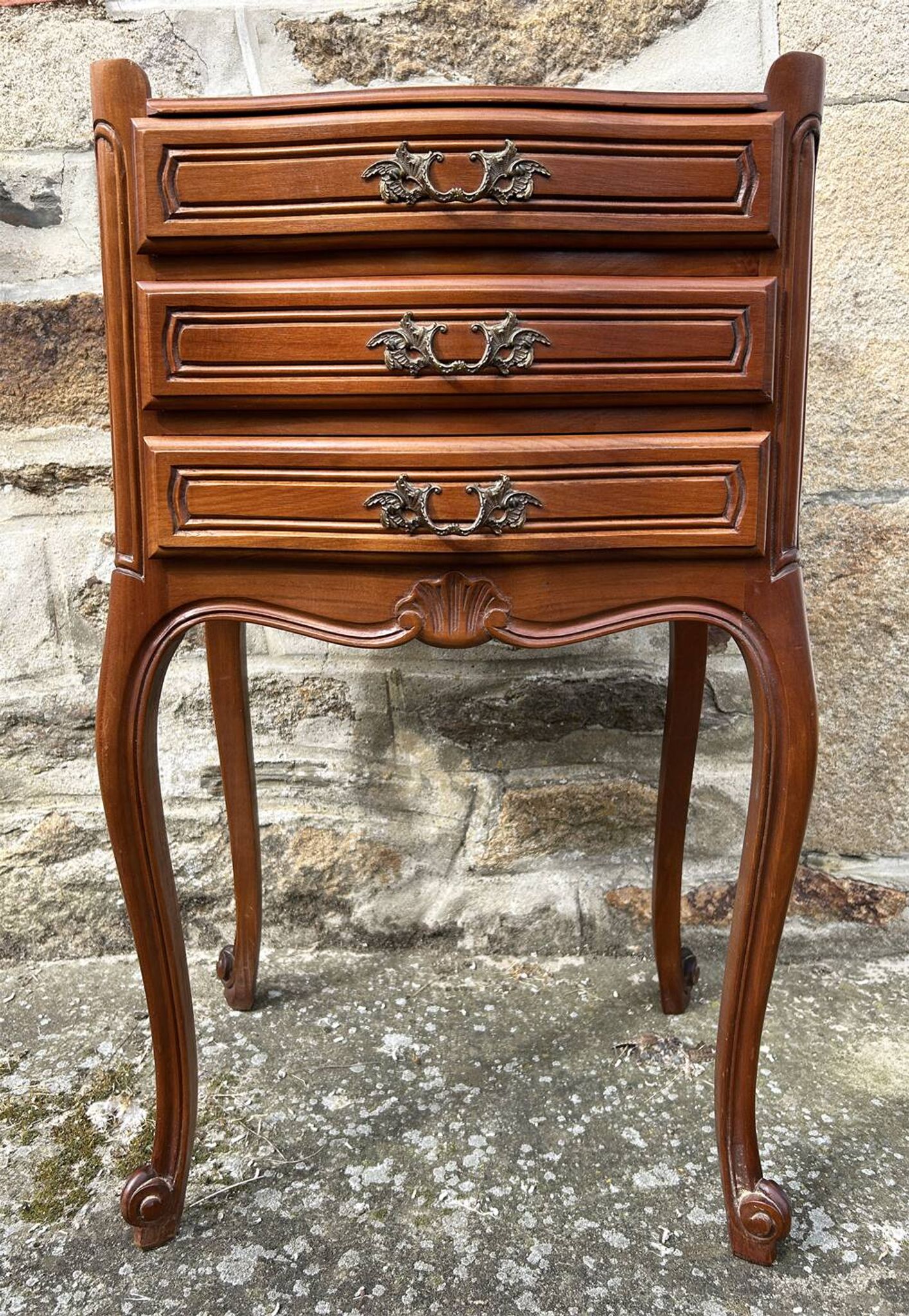 Pair of Louis XV style bedside tables, wood, vintage, early 20th century.