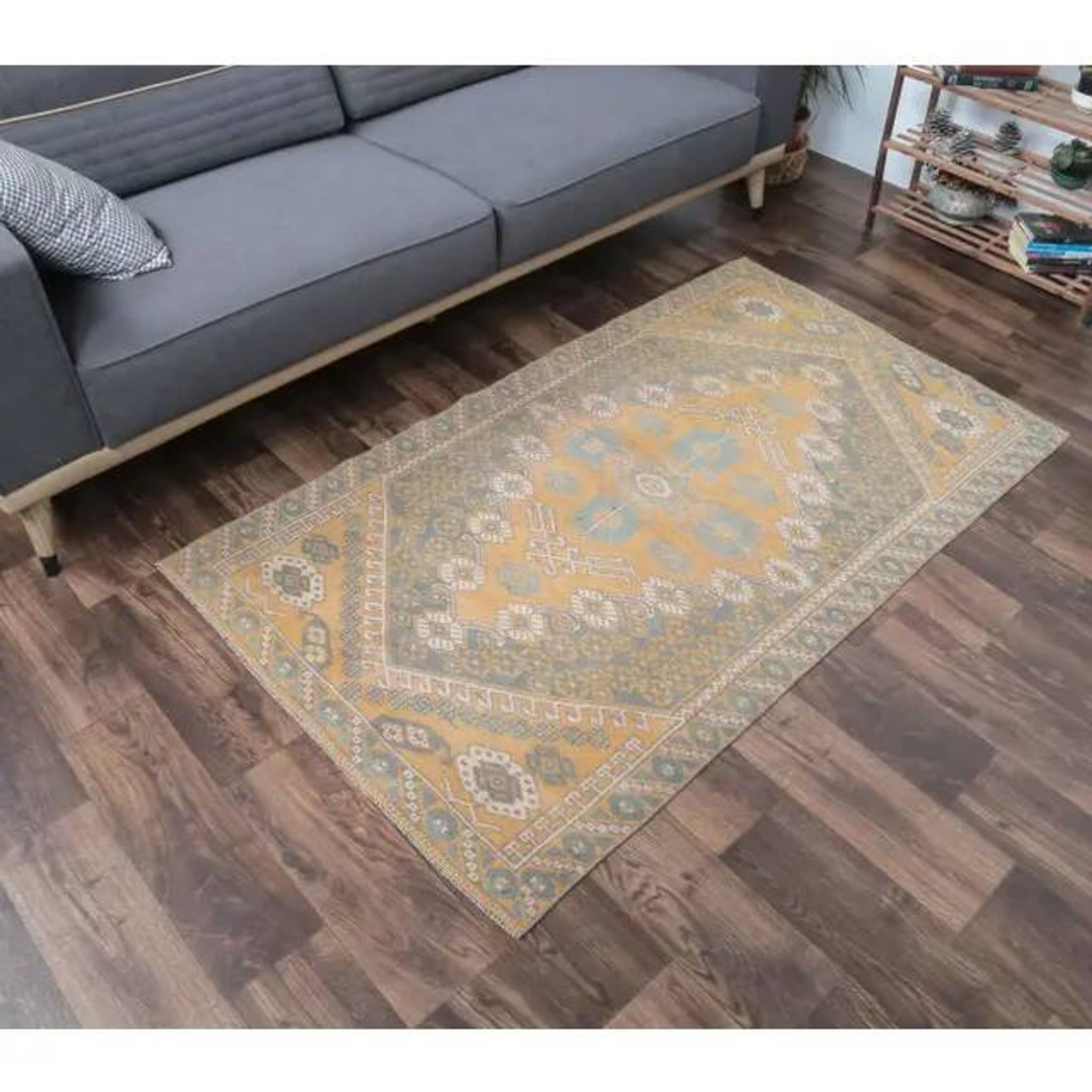 1970s Turkish Hand-Knotted Wool Runner Rug 92x175