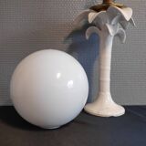 Italian white ceramic palm lamp and opaline globe