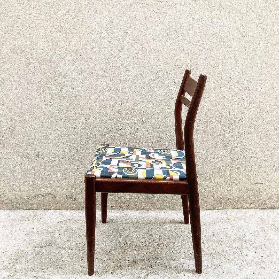 Chaise italienne en palisandre tissu Bauhaus