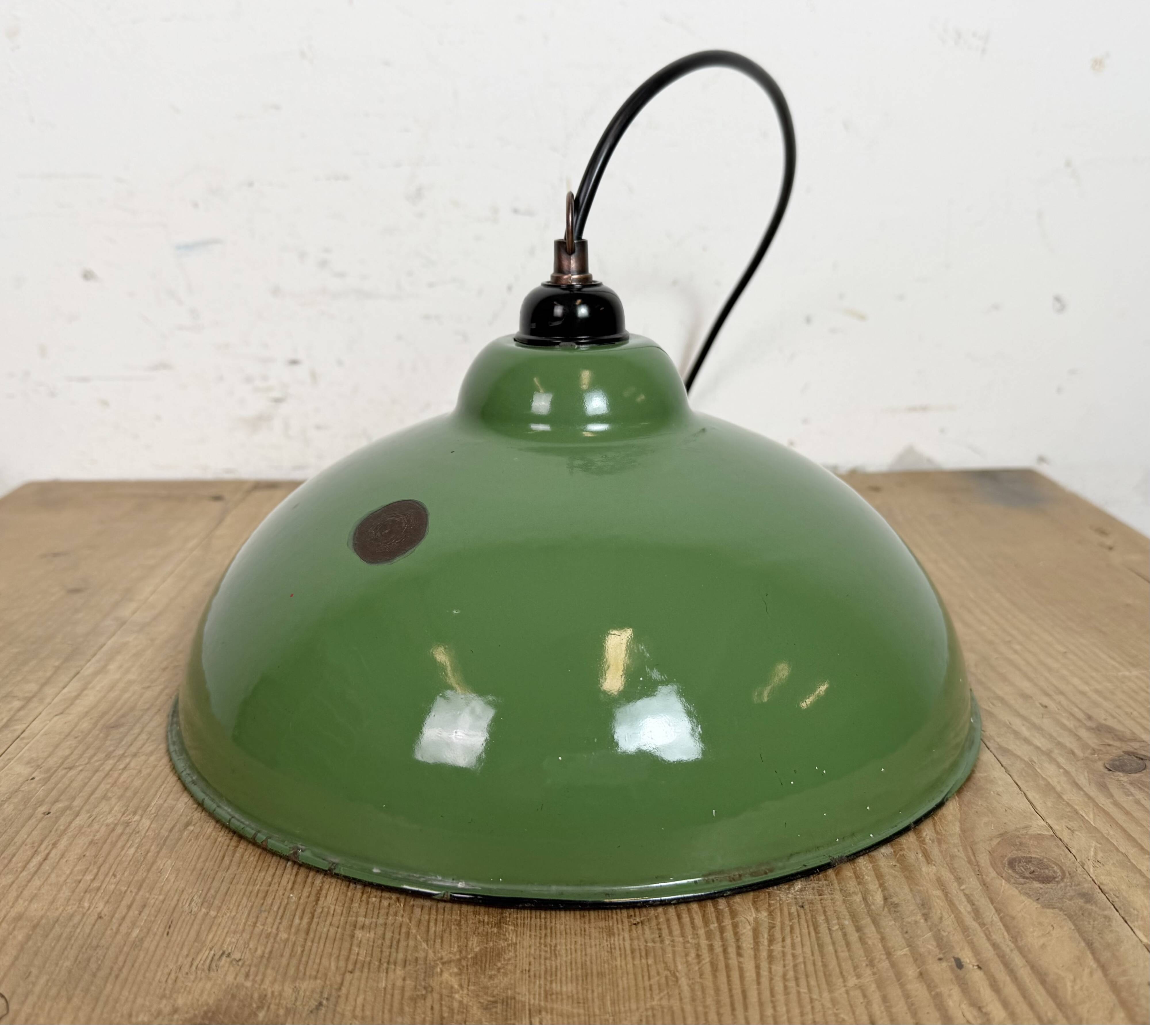 Industrial Green Enamel Factory Pendant Lamp, 1960s