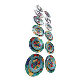 Set of 2 x 12 fine porcelain plates, dinner and dessert plates - Basket