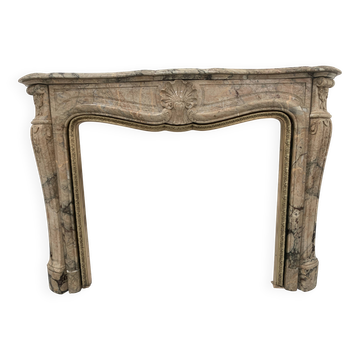 Louis XV style fireplace in red breche marble, 19th century