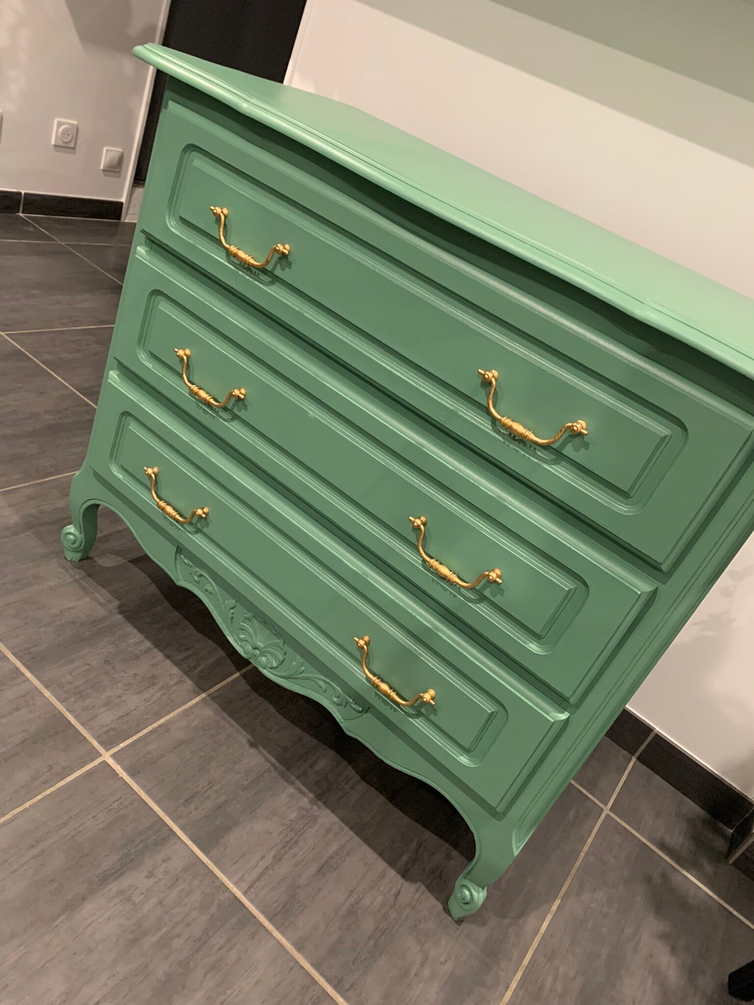 1970s chest of drawers restyled water green