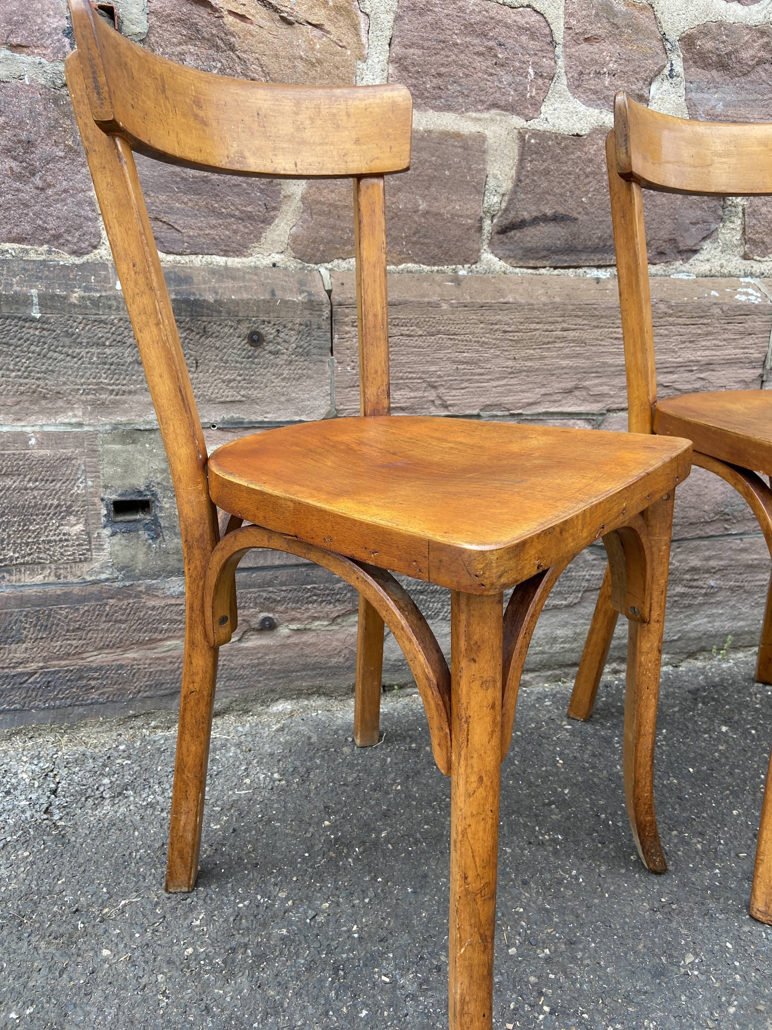 Set of 6 chairs bistrot café baumann bentwood from the 1950s