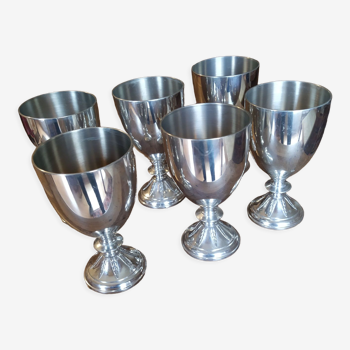 6 pewter cups