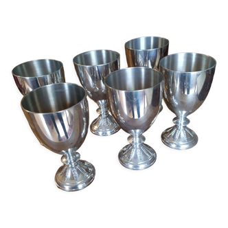 6 pewter cups