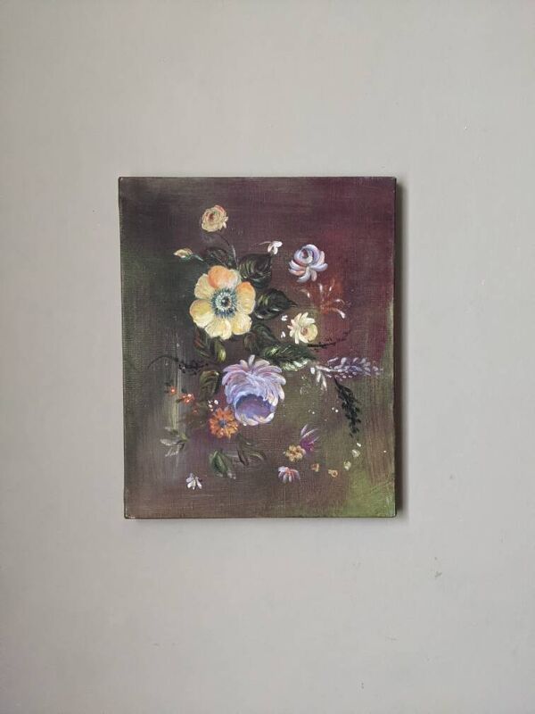 Tableau acrylique sur toile décoration campagne fleurs bohème