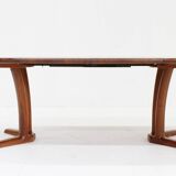 Table de salle à manger ronde extensible vintage Dyrlund danoise en teck massif