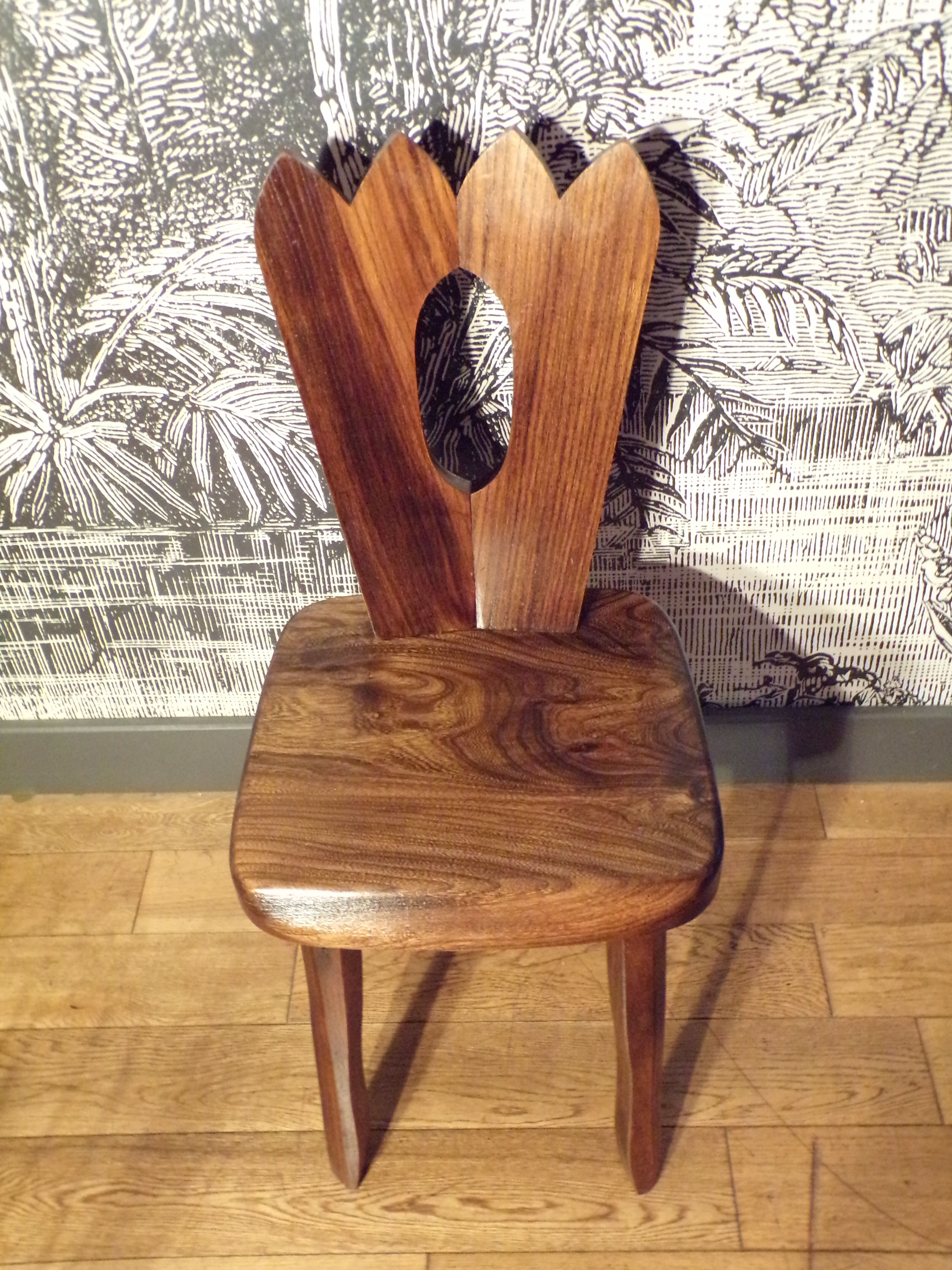 Brutalist chair in solid elm