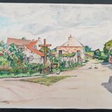 André Duculty (1912-1990) Watercolor on paper "Landscape of the countryside" Signed lower left and dated