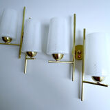 Pair vintage wall lamps 60 glass brass