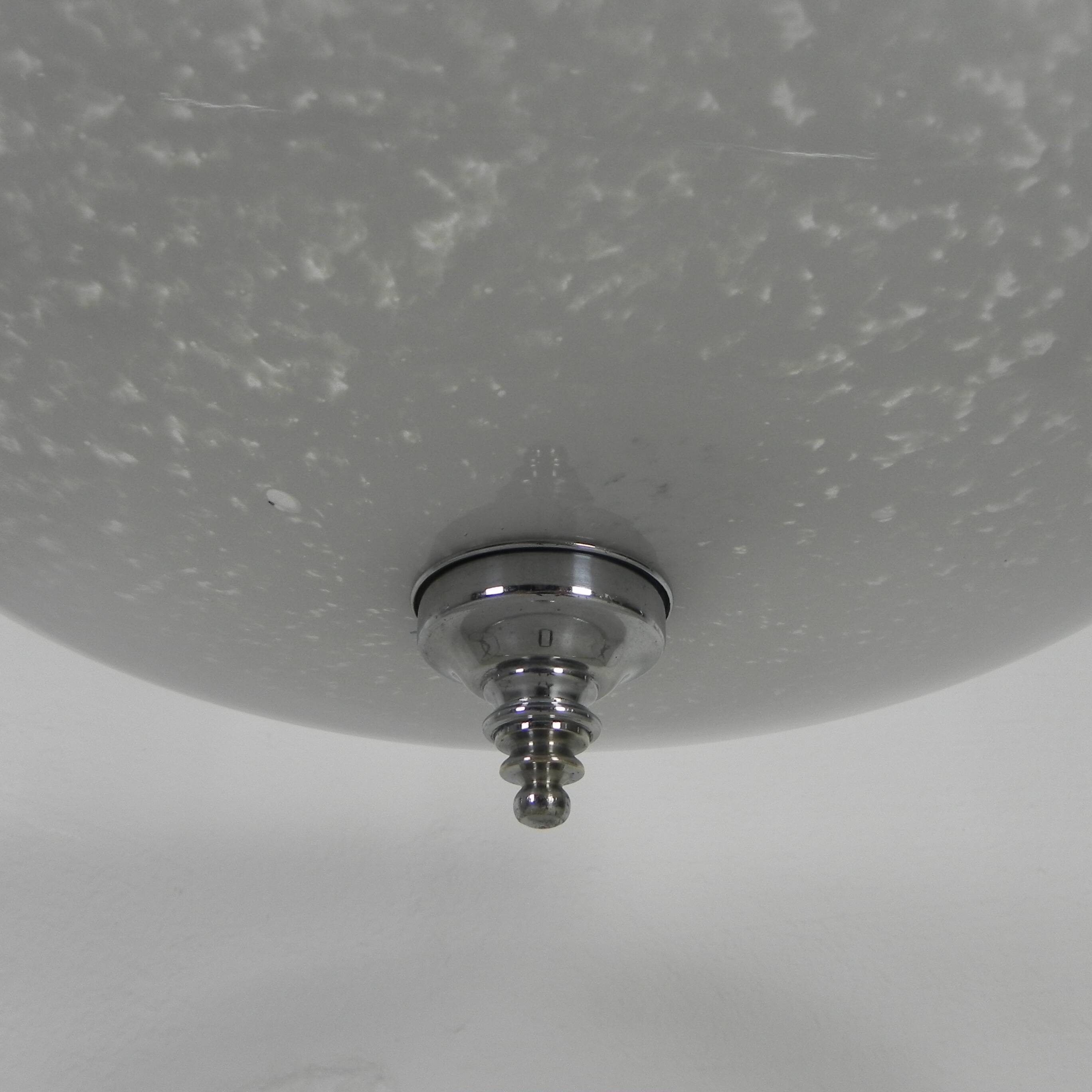 Art Deco pendant lamp with cloudy glass bowl, 1930s