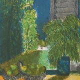 Guy Bardone: Window with Fruits, signed original lithograph.
