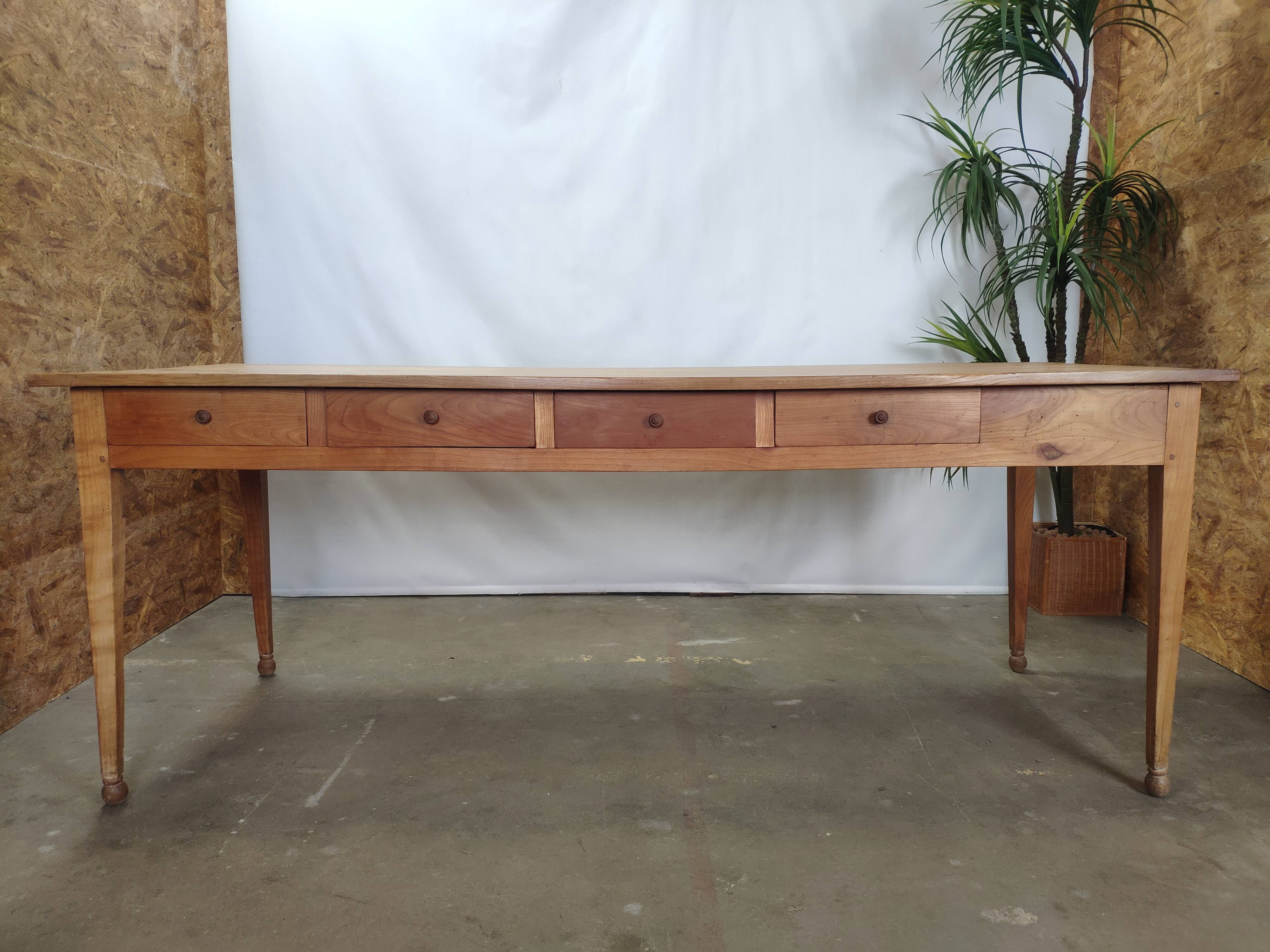 Table de ferme ancienne 9 tiroirs 2m