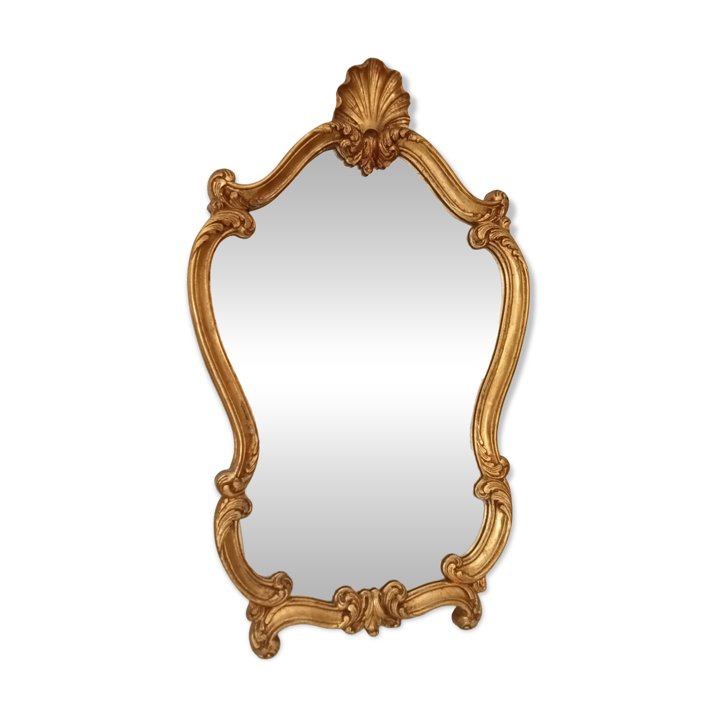 Miroir baroque rocaille ancien en bois doré 77*47 cm