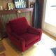 Set of 3 airborne velvet armchairs in red.