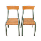 Pair of stella school chairs in wood and metal from the year 1960