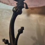 Art nouveau style bronze lamp and its marbled glass paste basin 48x30