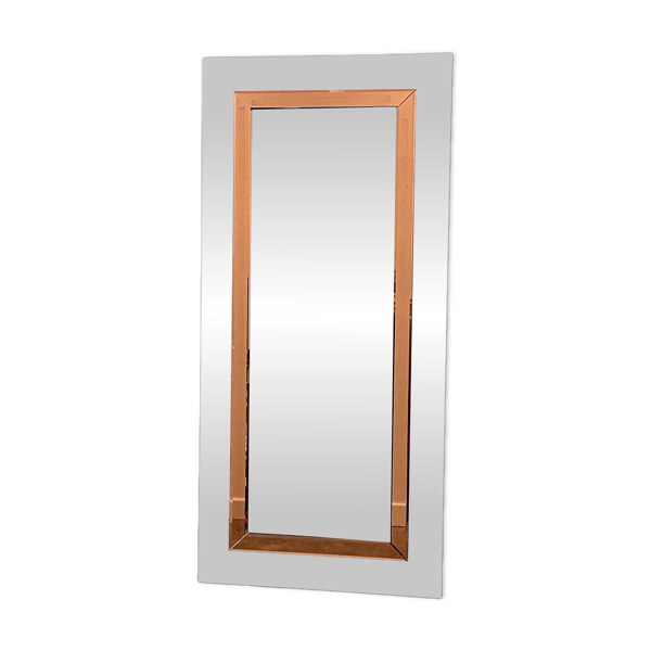 Grand miroir biseauté allemand avec bordure teintée en bronze par Schöninger, années 1980.