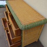 Rattan and wicker chest 80s