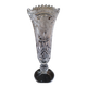 Vintage vase in stylish bohemian chic crystal, floral motifs, braces