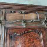 Ancien Portemanteau en Noyer massif et loupe de noyer du 19ème siècle