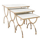 Neoclassical brass and marble nesting tables, 1950