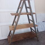 Old stepladder wooden shelf