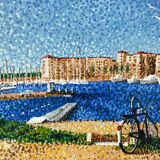 Signed pointillist painting from 2005