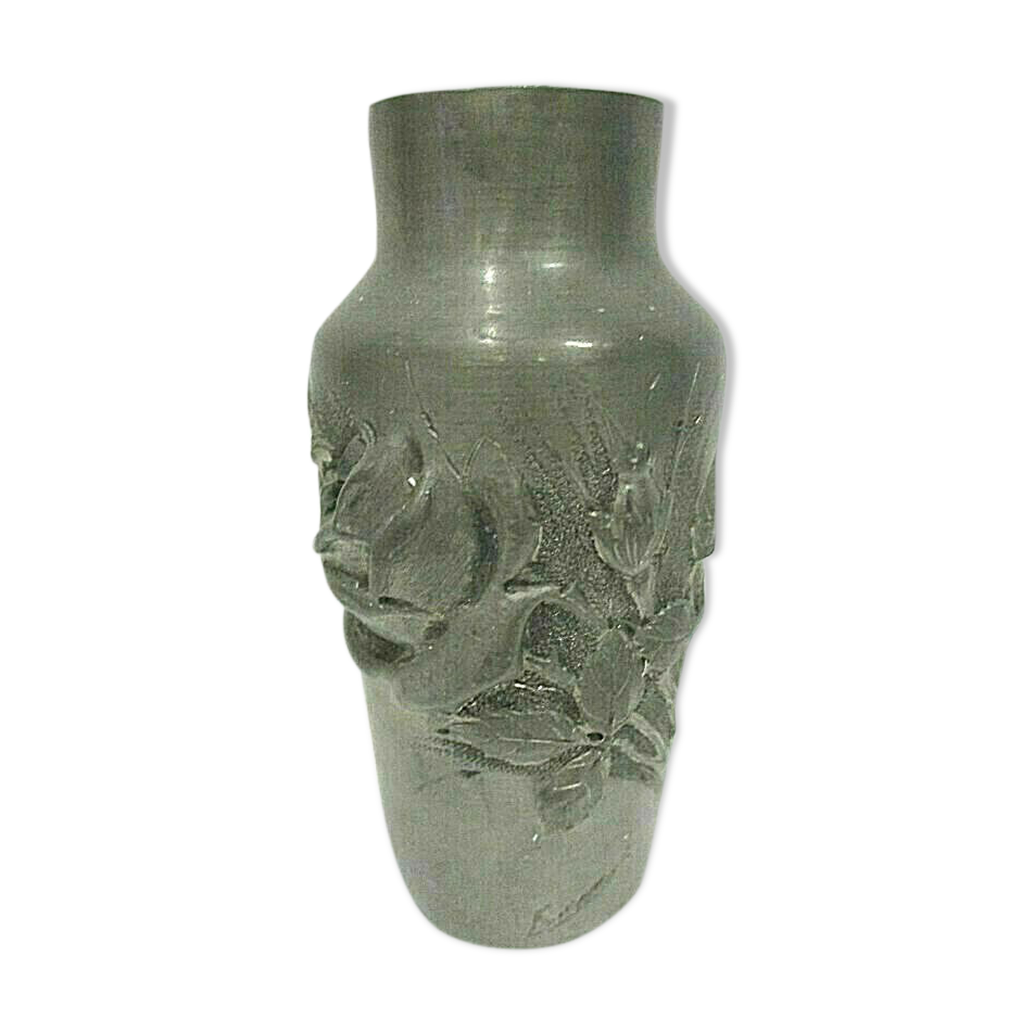 Signed tin art nouveau vase