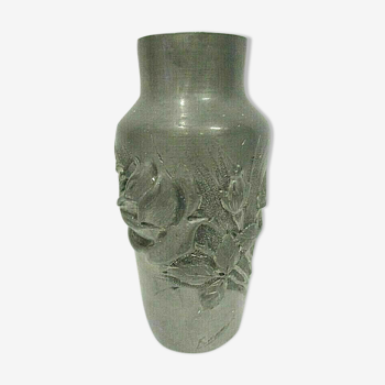 Signed tin art nouveau vase