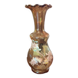 Ancien vase décor floral émaillé
