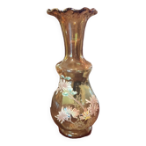 Ancien vase décor floral émaillé