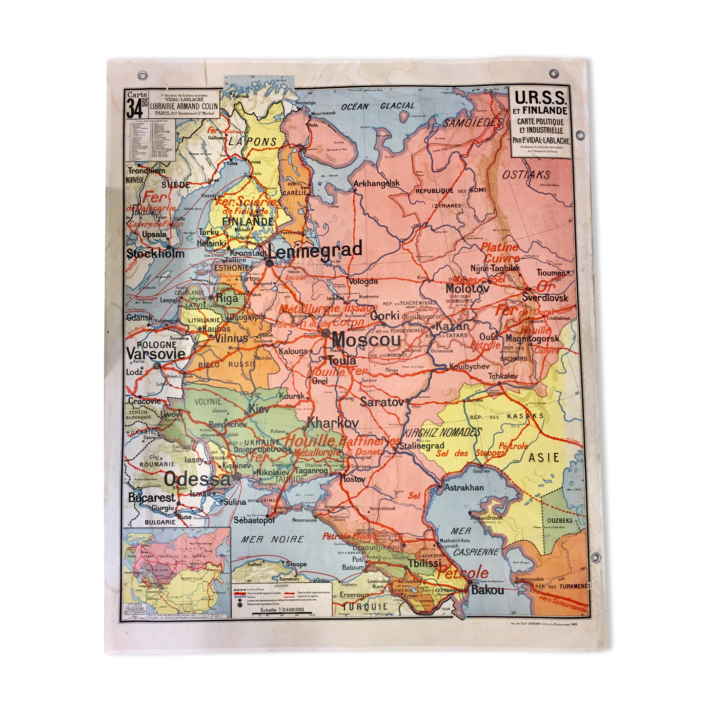 Old USSR and Finland N34 map