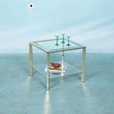 Minimalist coffee table in brass and glass, Regency style from the 1970s.