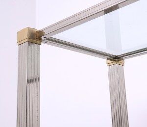 Table console vintage en verre et métal par Pierre Vandel, années 1970