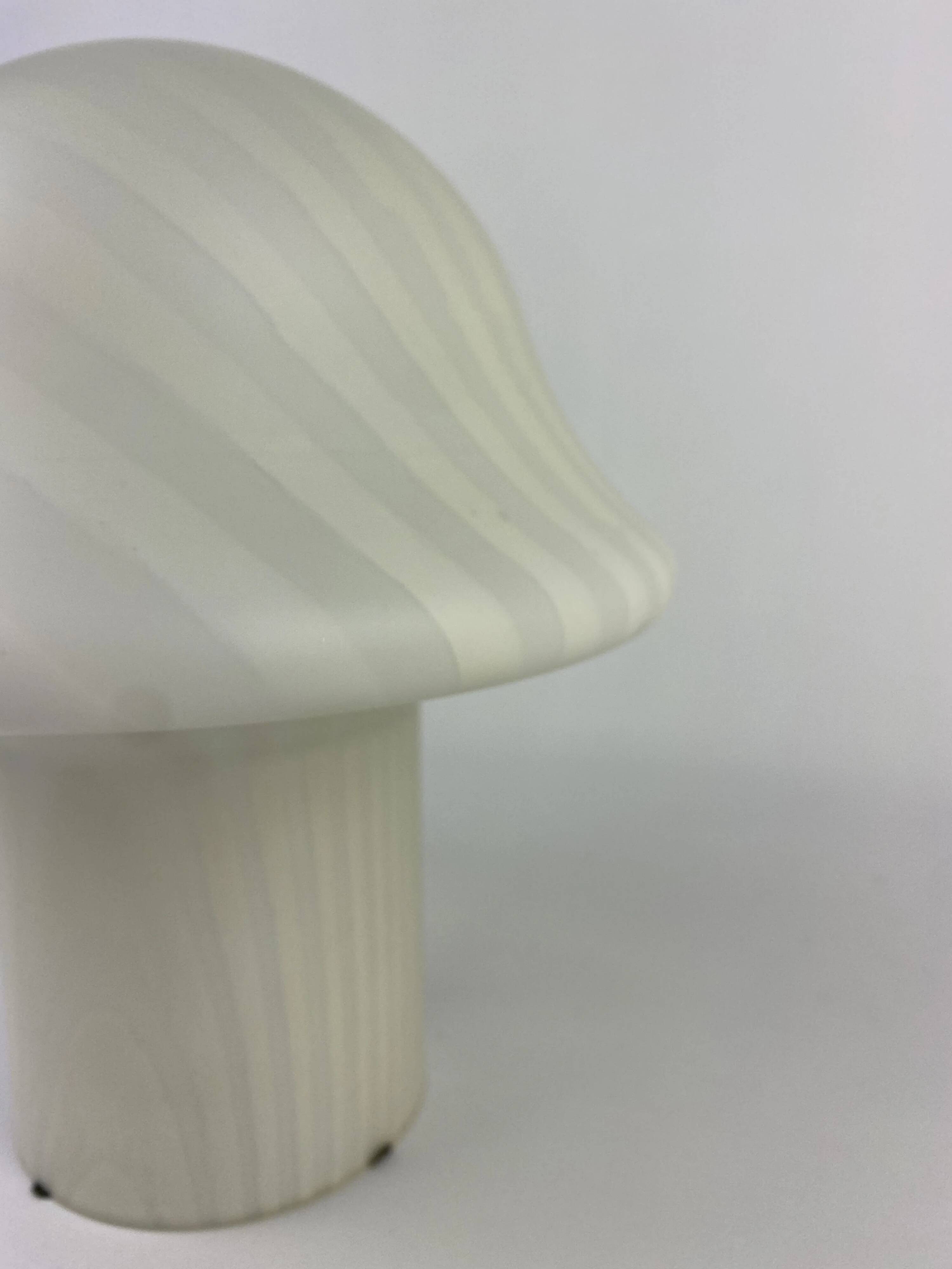 Mushroom table lamp by Peill and Putzler in striped glass, 1970.
